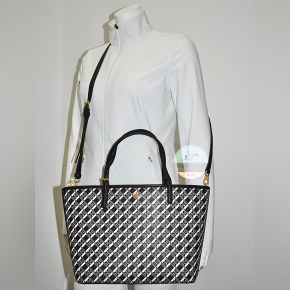 TORY BURCH Crossbody/ Tote Bag Geo Logo Zip Closure - Picture 3 of 14